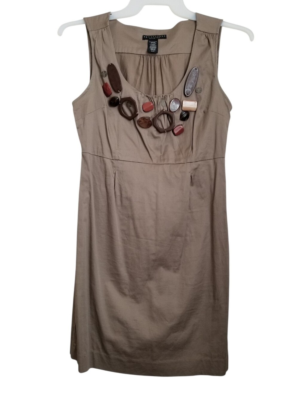 Apostrophe Stretch 96% Cotton Tan Sleeveless Dress Women's Size Small